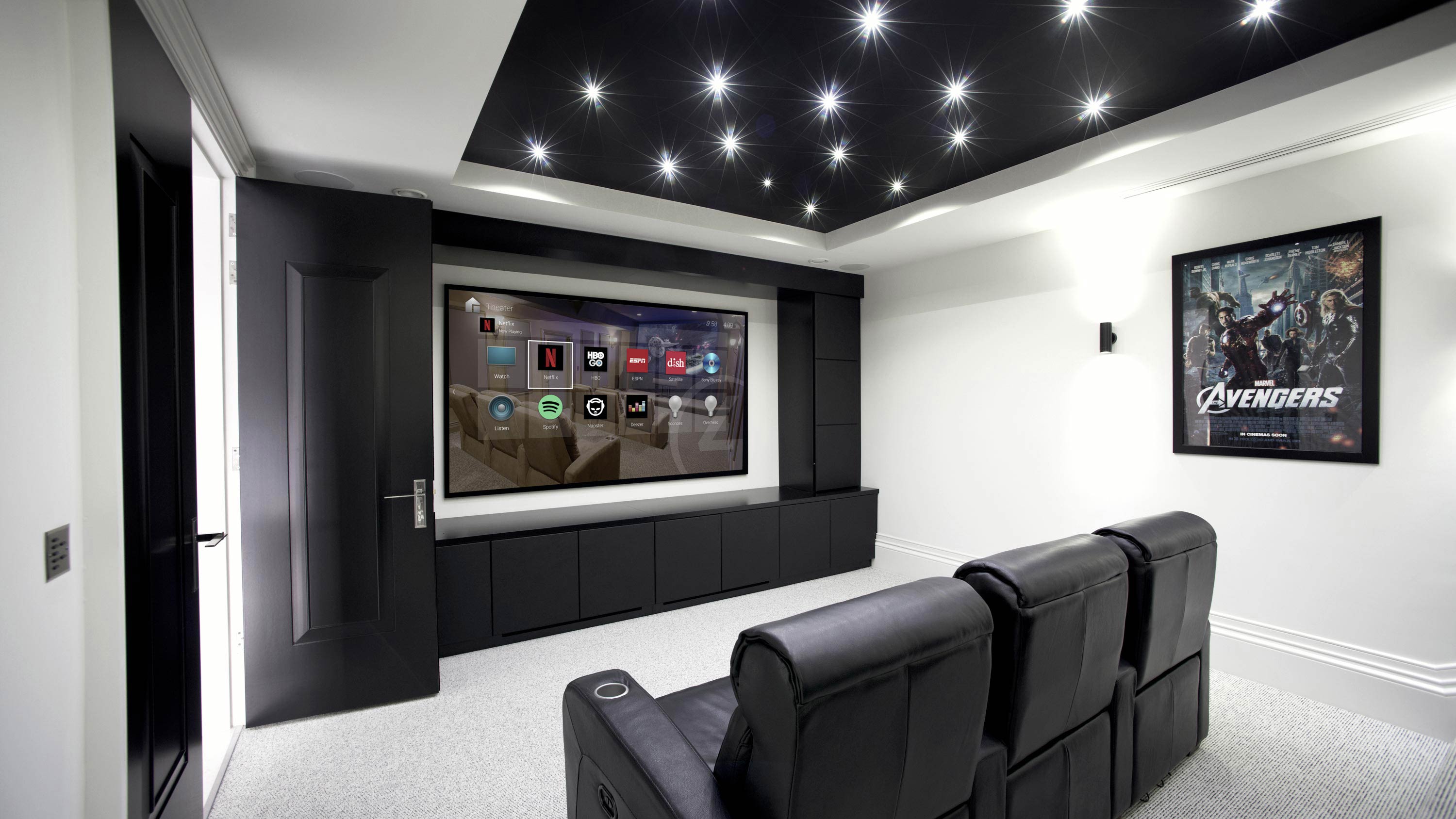 custom home theater hinsdale, smart home automation, indoor automation, lighting, motorized shading, theater, screens